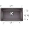 18-in x 30-in Granite 9.5-in Deep Kitchen Sink, in Cinder