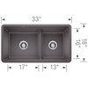 18-in x 33-in Granite 9.5-in Deep Kitchen Sink, in Cinder
