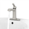 Single Hole Bathroom Faucet with Speed Connect Technology Drain in Brushed Nickel