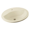 20-in x 17-in x 8-in Vitreous China Drop-In Oval Bathroom Sink with Single Faucet Hole in Biscuit