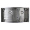 35.5-in x 19-in x 10-in 16 Gauge 60/40 Double Bowls, Undermount Stainless Steel Kitchen Sink with Low Divide