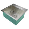 23-in x 22-in x 10-in 16 Gauge Single Bowl, Stainless Steel Kitchen Sink, Micro Edge Dual Mount Installation, with 3 Holes