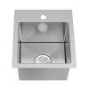15-in x 17-in x 10-in 16 Gauge Single Bowl, Stainless Steel Kitchen Sink, Micro Edge Dual Mount Installation, with 3 Holes