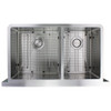 35.875-in x 20.25-in x 10-in 16 Gauge 60/40 Double Bowls, Farmhouse Stainless Steel Kitchen Sink with Low Divide, Undermount Installation 35.875-in x 20.25-in x 10-in 16 Gauge 60/40 Double Bowls, Farmhouse Stainless Steel Kitchen Sink with Low Divide, Undermount Installation