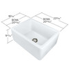 24-in x 18-in x 10-in Single Bowl, Farmhouse Fireclay Kitchen Sink, Undermount Installation, in White with Grid, Strainer, Installation Kit