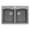 33-in x 22-in x 9.5-in Granite Double Equal Drop-in 1-Hole Kitchen Sink in Grey with Faucet,Grids, Strainer, Disposer Strainer, Installation Kit