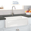 30-in x 20-in x 10-in Super Single Bowl with Reversible (Roman/Plain) Front, Farmhouse Fireclay Kitchen Sink, Undermount Installation, in White