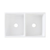 33-in x 20-in x 10-in Double Equal Bows with l Reversible (Roman/Plain) Front, Farmhouse Fireclay Kitchen Sink, Undermount Installation, in White