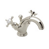 Bathroom Faucet and Metal Cross Handles in Polished Nickel