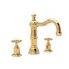 U.3721X-IB-2 Widespread Bathroom Faucet and Metal Cross Handles in English Gold