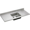 60" x 25" x 7-1/2" 18 Gauge Stainless Steel Single Bowl Sink Top with 4 Faucet Holes in Lustrous Satin 60" x 25" x 7-1/2" 18 Gauge Stainless Steel Single Bowl Sink Top with 4 Faucet Holes in Lustrous Satin