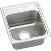 15" x 17-1/2" x 10" 18 Gauge Stainless Steel Single Bowl Drop-in Kitchen Sink with Middle Right 2 Faucet Holes in Lustrous Satin