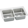 25" x 19-1/2" x 10-1/8" 18 Gauge Stainless Steel Equal Double Bowl Drop-in Kitchen Sink with 1 Faucet Hole in Lustrous Satin