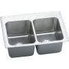 37" x 22" x 10-1/8" 18 Gauge Stainless Steel Equal Double Bowl Drop-in Kitchen Sink with 2 Faucet Holes in Lustrous Satin