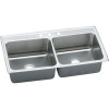 43" x 22" x 10-1/8" 18 Gauge Stainless Steel Equal Double Bowl Drop-in Kitchen Sink with 3 Faucet Holes in Lustrous Satin