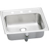19" x 17" x 6-1/8" 20 Gauge Stainless Steel Single Bowl Drop-in Bathroom Sink with Overflow Assembly and 3 Faucet Holes in Brushed Satin