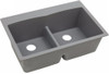 33" x 22" x 10" Quartz Equal Double Bowl Drop-in Sink with Aqua Divide in Greystone