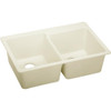 33" x 22" x 9-1/2" Quartz Offset Double Bowl Drop-in Sink in Parchment