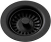 Polymer Drain Fitting with Removable Basket Strainer and Rubber Stopper in Caviar