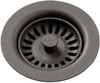 Polymer Drain Fitting with Removable Basket Strainer and Rubber Stopper in Chestnut