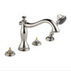 Roman Tub Filler with Hand Shower Less Handles in Polished Nickel