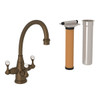 Triple Handle Filtering Kitchen Faucet With Triflow Filter And Metal Lever Handles In English Bronze