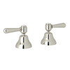 Deck Mount Set of Hot and Cold 1/2" Sidevalves with Metal Levers in Polished Nickel
