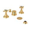 Five Hole Bidet Faucet with Crystal Cross Handles in Italian Brass