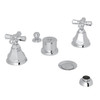 5-Hole Bidet Faucet with Cross Handle in Polished Chrome