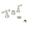 Five Hole Bidet with Porcelain Hot and Cold Indicator Cap Metal Lever Handles in Polished Nickel
