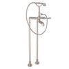 Rohl AKIT1901NLMSTN Exposed Floor Mount Tub Filler with Metal Lever Handshower and Floor Pillar Legs or Supply Unions in Satin Nickel