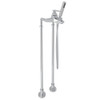 Rohl AKIT3001NLVAPC Exposed Floor Mount Tub Filler with Metal Lever Handshower and Floor Pillar Legs or Supply Unions in Polished Chrome