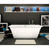 66in x 36in x 24in Rectangular Freestanding Acrylic Soaking Bathtub with Center Drain, in White