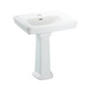 24-in Pedestal Bathroom Sink with Single Faucet Hole Drilled and Overflow, Pedestal Included in Cotton