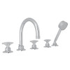 5-Hole Deck Mount Tub Filler with Metal Dial Handle in Polished Chrome