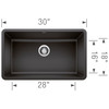 18-in x 30-in Granite 9.5-in Deep Kitchen Sink, in Anthracite