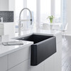 19-in x 33-in Granite 10-in Deep Kitchen Sink, in Anthracite