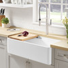 19-in x 36-in Fireclay 10-in Deep Kitchen Sink, in Biscuit