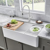 19-in x 36-in Fireclay 10-in Deep Kitchen Sink, in Biscuit