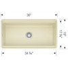 19-in x 36-in Fireclay 10-in Deep Kitchen Sink, in Biscuit
