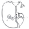 A1401LPAPC Exposed Wall Mount Tub Filler with Handshower and White Porcelain Lever Handle, Polished Chrome