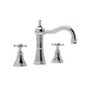Widespread Bathroom Faucet and Metal Cross Handles in Polished Chrome