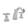 C-Spout Widespread Lavatory Faucet with Cross Handles and Pop-Up in Polished Chrome