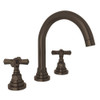 C-Spout Widespread Lavatory Faucet with 8-1/2" Fixed "C" Spout height Cross Handles and Pop-Up in Tuscan Brass