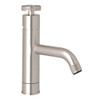 Single Hole Lavatory Faucet with Industrial Metal Wheel in Satin Nickel
