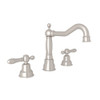Column Spout Widespread Lavatory Faucet Classic Metal Levers Pop-Up and 7-1/8" Reach Fixed in Satin Nickel