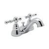 4" Centerset Lavatory Faucet with Ornate Metal Levers and Pop-Up in Polished Chrome