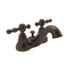 4" Centerset Lavatory Faucet with Ornate Metal Levers and Pop-Up in Tuscan Brass