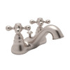 4" Centerset Lavatory Faucet with Cross Handles and Pop-Up in Satin Nickel