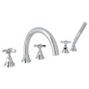 5-Hole Deck Mount Tub Filler with Cross Handle in Polished Chrome